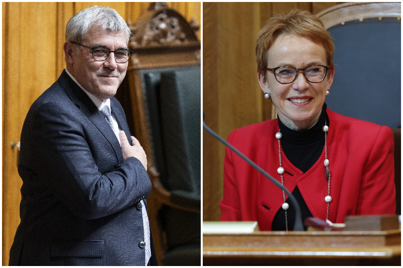 Les Bâlois Eric Nussbaumer et Eva Herzog présideront respectivement le Conseil national et le Conseil des Etats. (Photos : KEYSTONE / Peter Klaunzer / Peter Schneider).