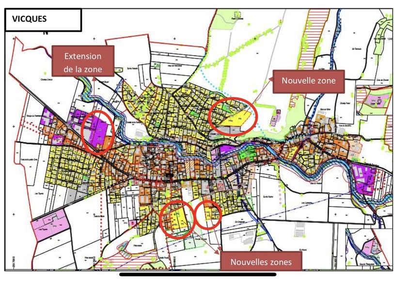 La grande majorité des nouvelles zones à bâtir du PAL révisé de Val Terbi se trouvent à Vicques. (Image: commune de Val Terbi)