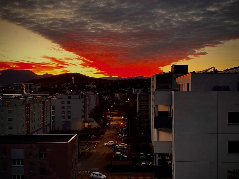 Un coucher de soleil à Delémont.