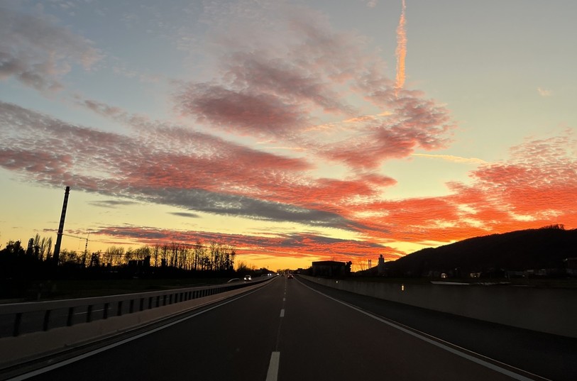 Un coucher de soleil à Cressier en décembre.