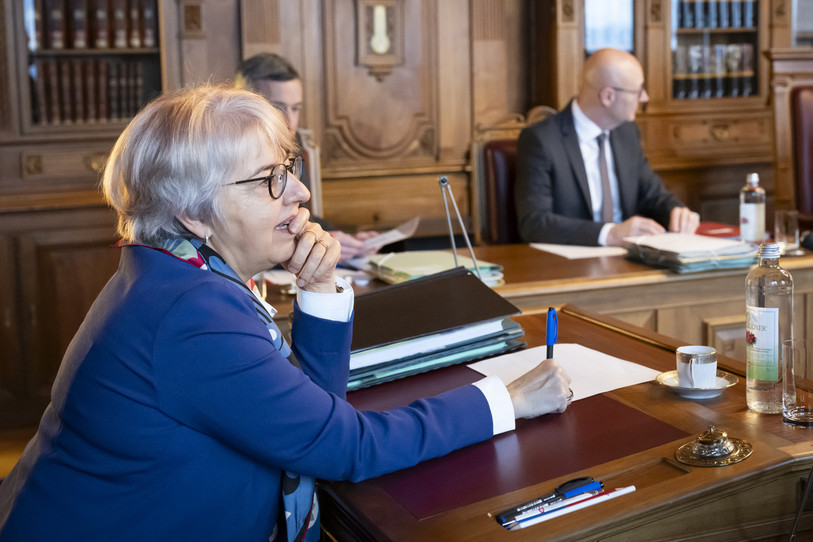 Elisabeth Baume-Schneider doit prendre possession de son nouveau département en ce début d'année. (Photo : KEYSTONE/Anthony Anex).