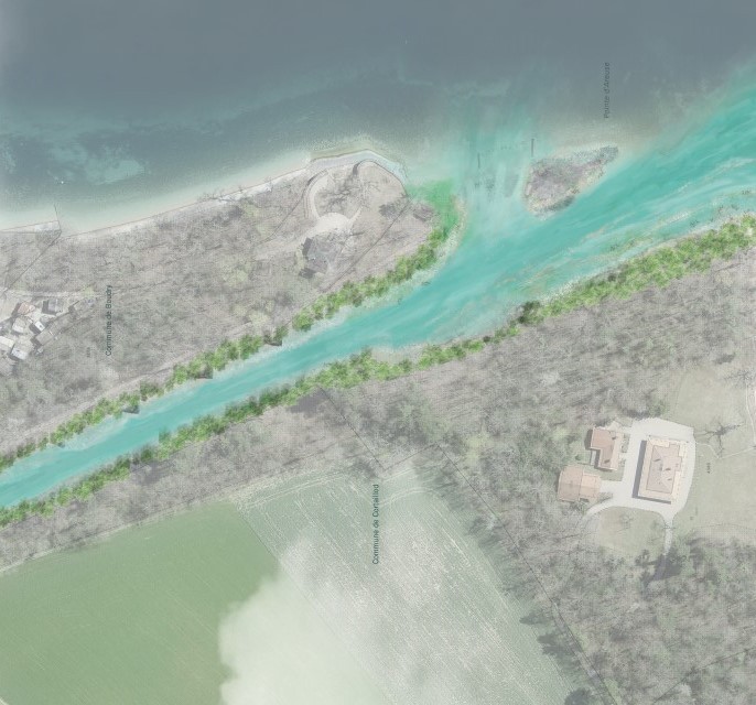 Simulation du projet de revitalisation de l'embouchure de l'Areuse (source: Canton de Neuchâtel)