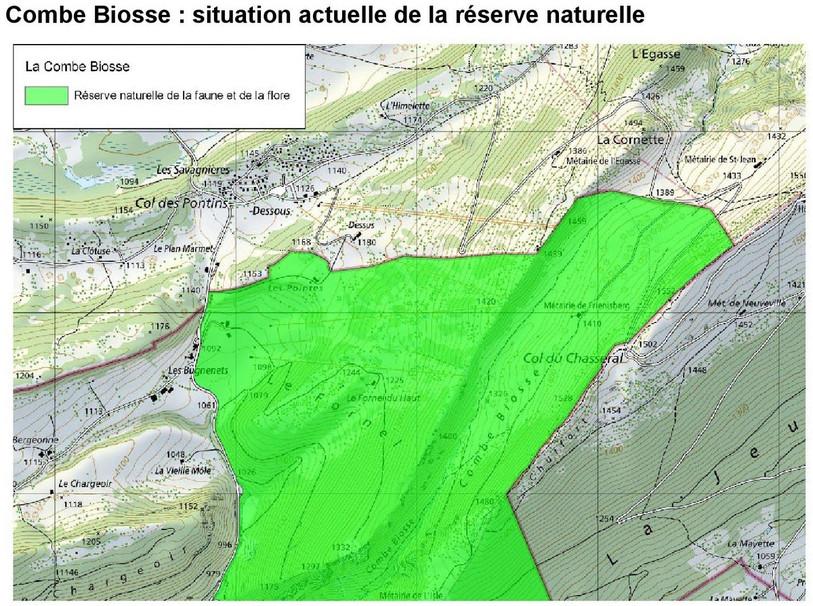 La région des Bugnenets avec la zone de protection actuelle.