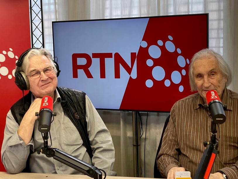Photo : Rémy Gogniat et Jacques-André Tschoumy, ce vendredi 2 février, dans le studio de RTN.
