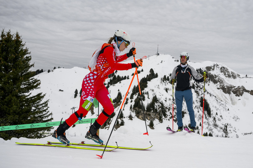 Marianne Fatton accumule les podiums cette saison en ski-alpinisme. (photo : Keystone/Jean-Christoph Bott)