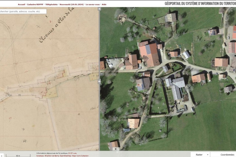 Les anciens plans cadastraux disponibles sur le GéoPortail RFJ votre