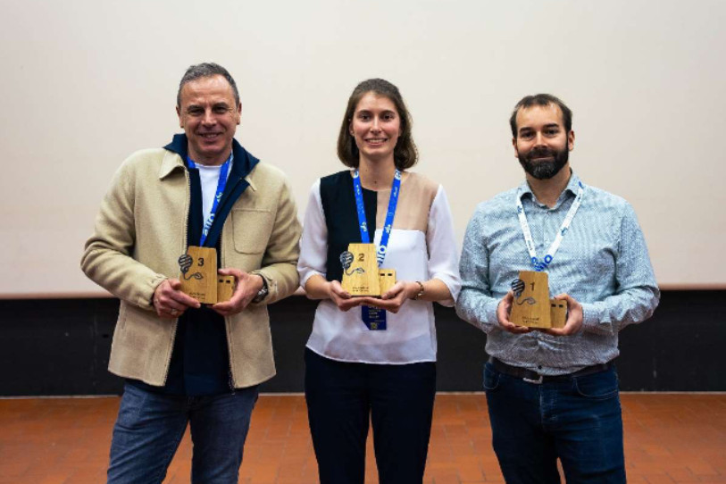 Les gagnants du concours (de droite à gauche) : Luc Trottier pour Lutz Architecture, Alice Schneider pour l’Université de Neuchâtel et Jean-Noël Lefevre pour Vaucher Manufacture Fleurier. (Photo : JCI)