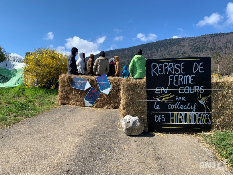 Une cinquantaine de jeunes paysans, membres du collectif les Hirondelles, ont pris possession samedi matin de Pontareuse.