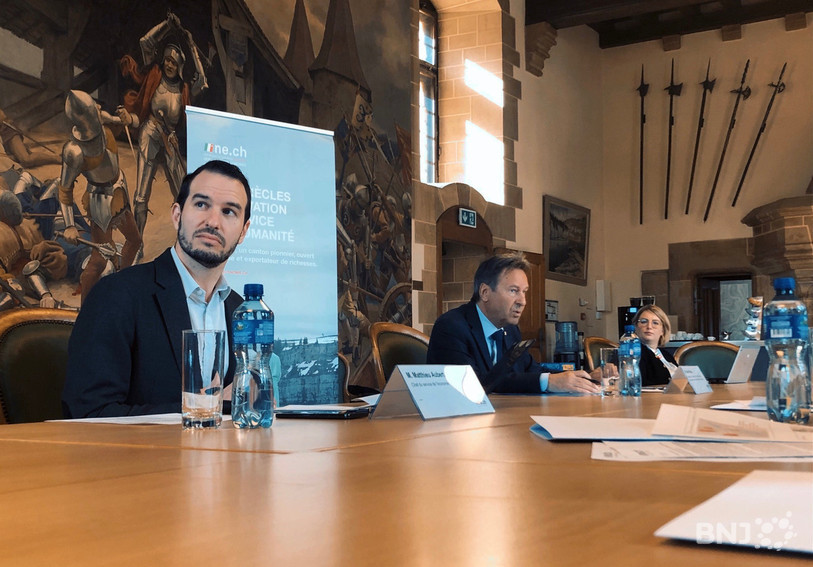 Un bilan dressé, de gauche à droite, par Matthieu Aubert, chef du Service de l'économie, le conseiller d'Etat Alain Ribaux et Madeline Zosso, cheffe de projets communication.