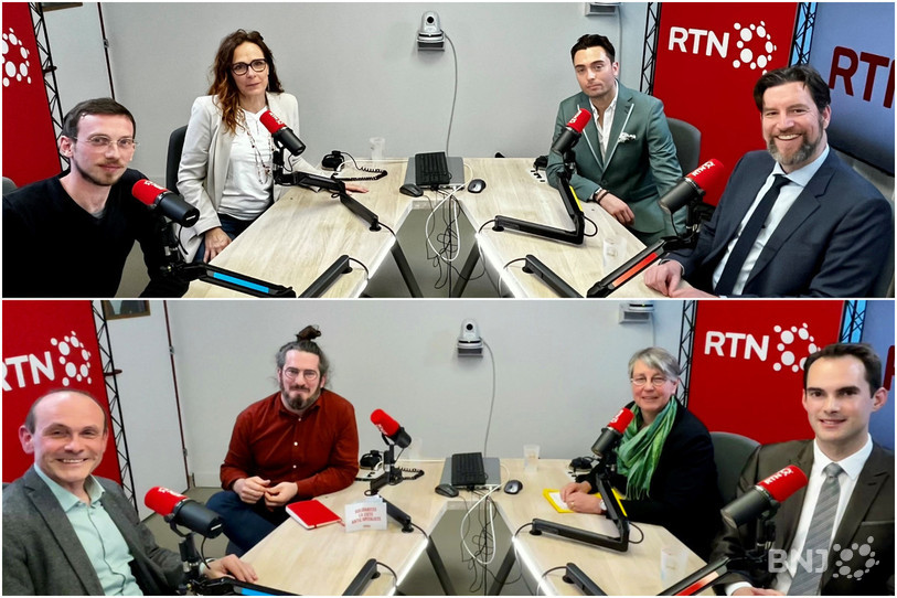 Premier plateau (en haut, de gauche à droite) : Gilles Crelier (Oser l'inédit), Julie Courcier Delafontaine (PS), Mathieu Agresta (POP), Didier Boillat (PLR).
Deuxième plateau (en bas, de gauche à droite) : Mauro Moruzzi (Les Vert'libéraux), Dimitri Paratte (SolidaritéS), Johanna Lott Fischer (Les Verts), Alexandre Morais (UDC)