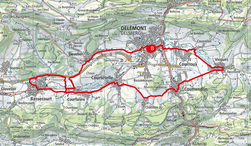 Les marathoniens effectueront une petite répétition de boucle autour de Bassecourt pour atteindre les 42,19 km. (Illustration : SuisseMobile)