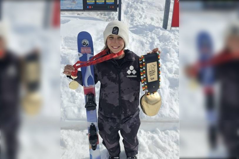 Gauthier Schaller après sa victoire au championnat suisse de slopestyle. (Photo : Fabrice Schaller)