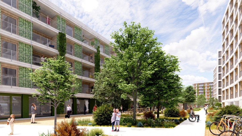 Des logements et des commerces de proximité sont planifiés (Photo : Implenia).