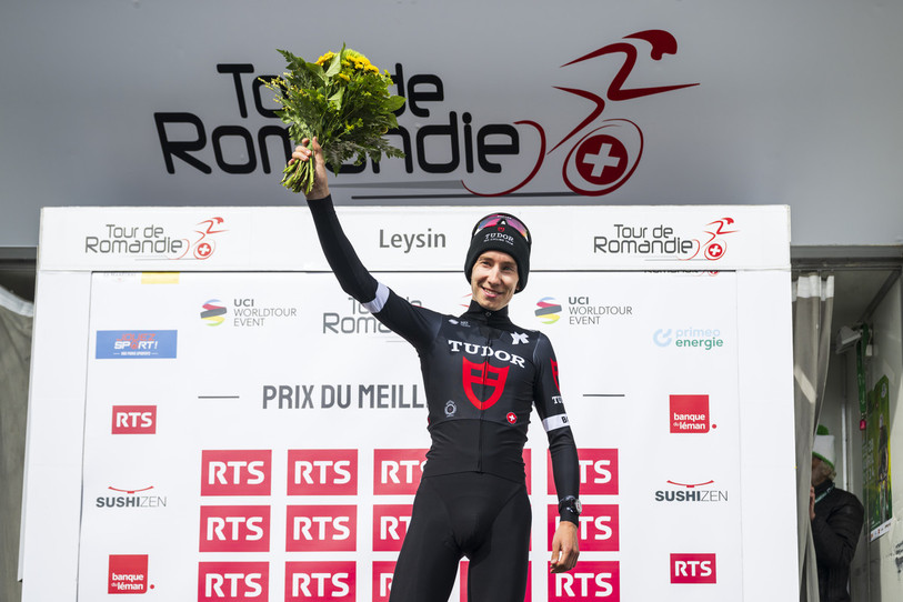 Yannis Voisard termine meilleur Helvète du Tour de Romandie 2024. (Photo : KEYSTONE/Jean-Christophe Bott)