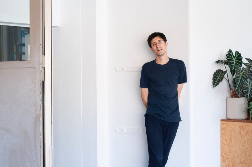 Dimitri Bähler dans son atelier à Bienne. (Photo D. Bähler).