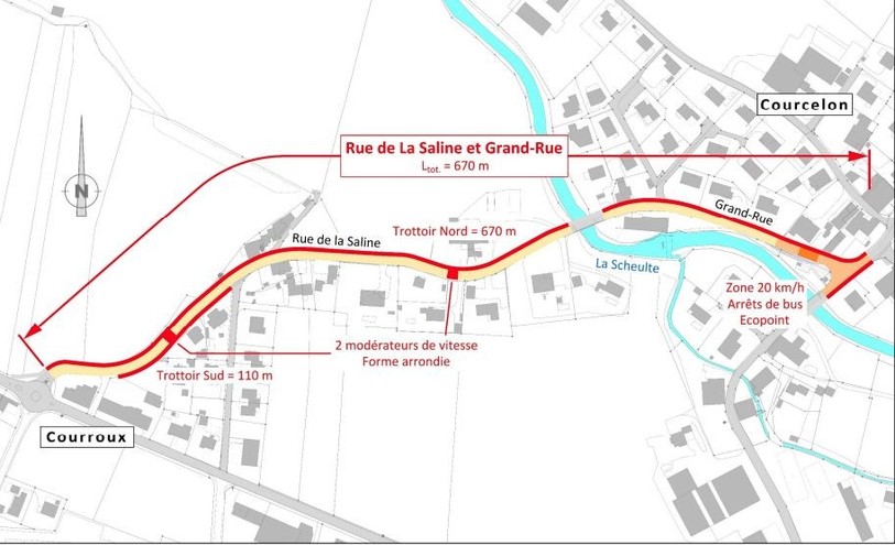 Point de situation sur les travaux qui seront menés à la rue de la Saline à Courroux et à la Grand-Rue à Courcelon. (Image: commune mixte de Courroux-Courcelon)