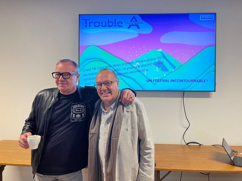 Patrice Jeanneret (à droite), président du festival, a présenté le programme de Trouble A ce mardi matin.