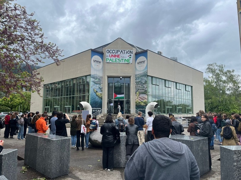 Sit-in pour la Palestine à l'Université de Neuchâtel ce mercredi.