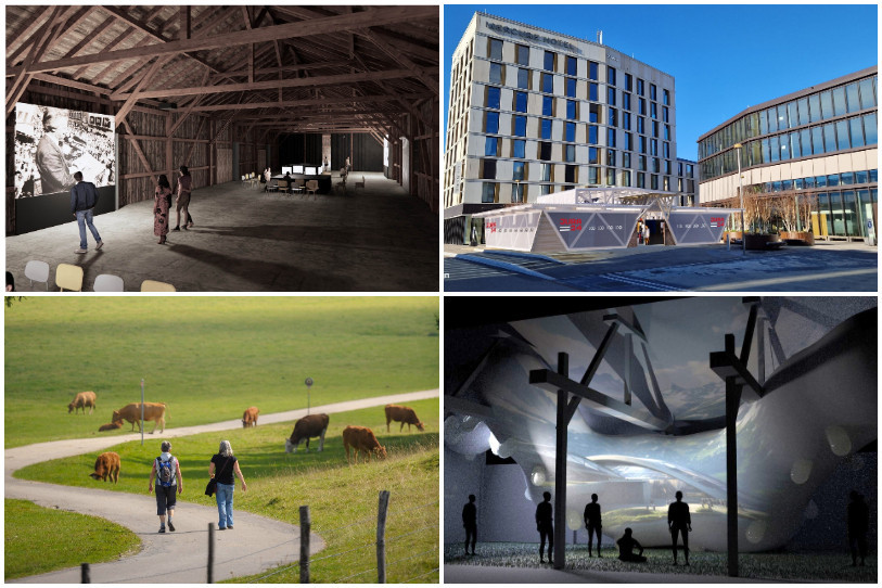 Jura-24 ouvrira ses portes le 23 juin avec quatre expositions à Porrentruy, Delémont, aux Franches-Montagnes et à Moutier. (Images : Jura-24 / addesign, RCJU et Arnaud Laffond).