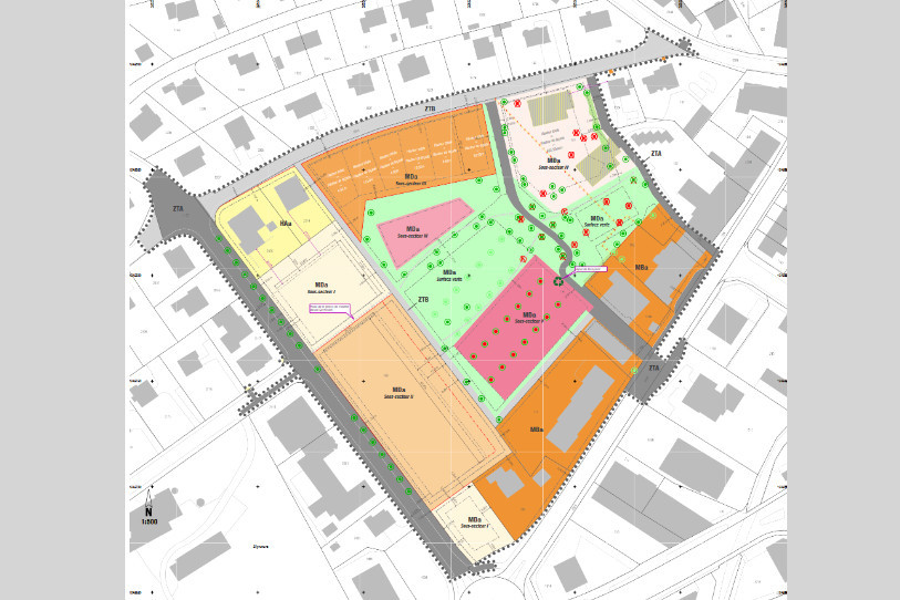 Le projet de Plan spécial des Arquebusiers tel que proposé par le Conseil communal de Delémont avant l'adoption d'amendements par le Conseil de ville ce lundi. (Image : Ville de Delémont).