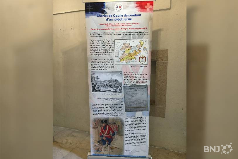 L'un des panneaux qui expliquent la vie de l’arrière-arrière-arrière-grand-père du général de Gaulle.