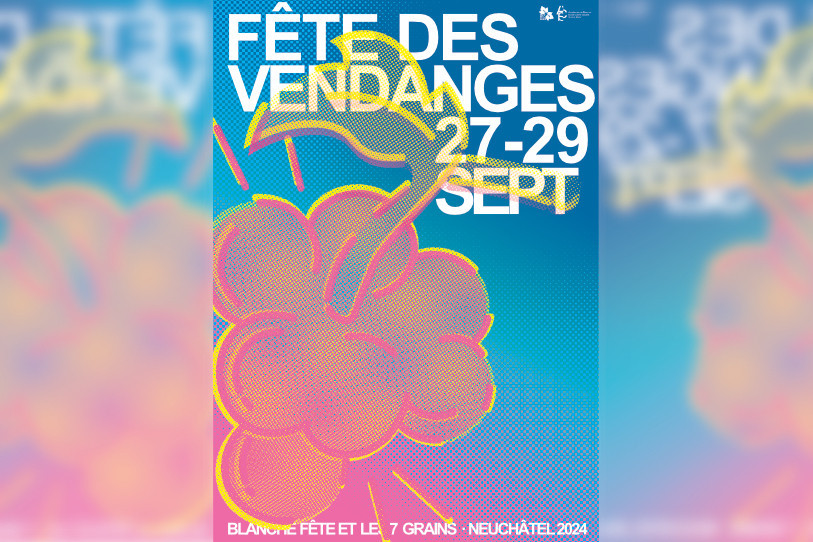 La nouvelle affiche pour la Fête des vendanges a été réalisée par Norine Meier, élève de l’Académie de Meuron. (Photo : Académie de Meuron / Norine Meier).