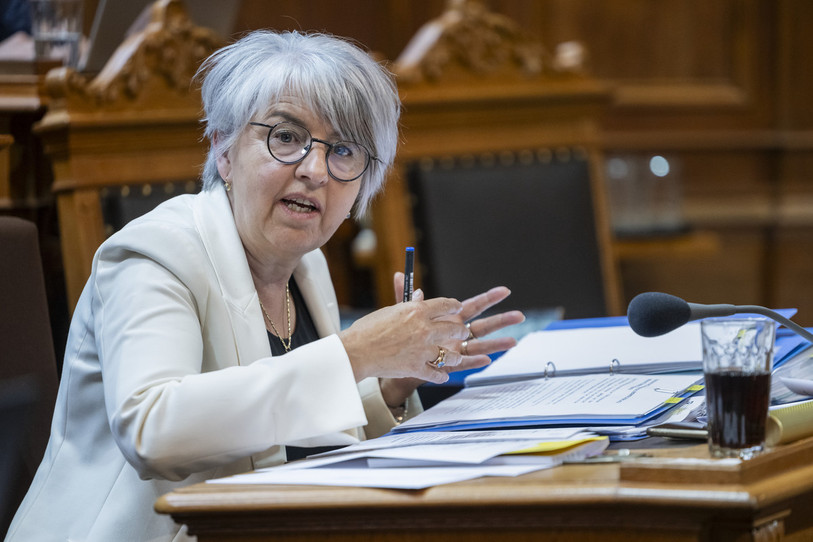 En 2023, la police jurassienne a mené 17 interventions spécifiques liées à la sécurité de la conseillère fédérale. (KEYSTONE/ALESSANDRO DELLA VALLE)