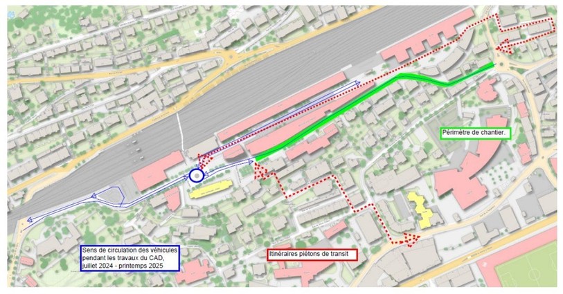 Les piétons, cyclistes et voitures pourront circuler selon le plan ci-dessus. (Schéma : Ville de Neuchâtel)