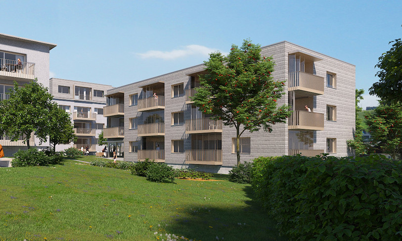 La première pierre du nouveau bâtiment de la résidence du Châtelot a été posée ce vendredi à La Chaux-de-Fonds. Un projet issu d'un concours d'architecture et remporté par le bureau neuchâtelois SAREG. (Photo : bureau Rhinocéros)