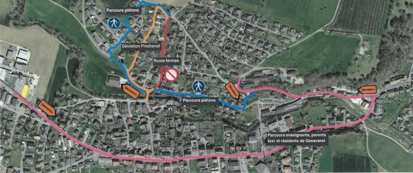 Des déviations seront mises en place dans le village de Vicques. (Photo : Commune de Val Terbi).