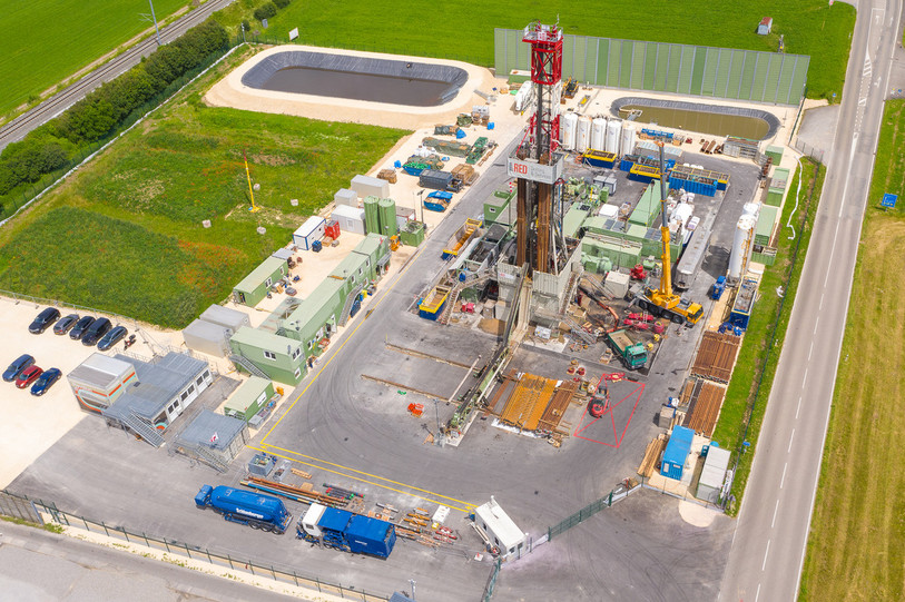 Le site de géothermie profonde à Haute-Sorne. (Photo : Georges Henz).