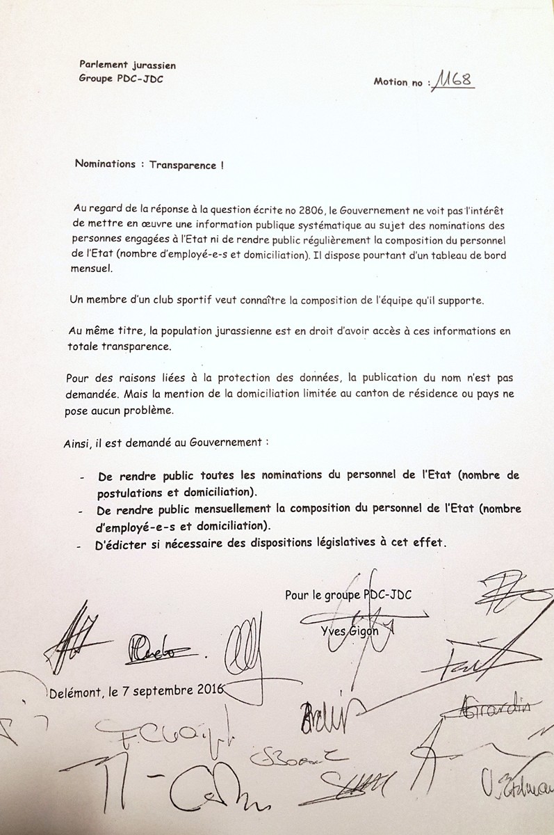 Motion PDC, motion transparence, Yves Gigon