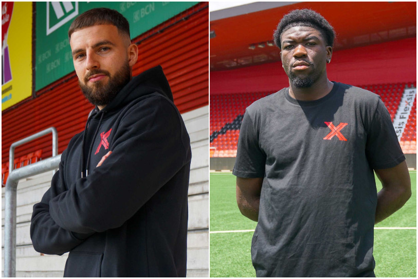 De gauche à droite : les deux anciens de Stade Lausanne-Ouchy, Lavdrim Hajrulahu et Giovani Bamba, ont signé à Neuchâtel Xamax. (Photo : Neuchâtel Xamax).