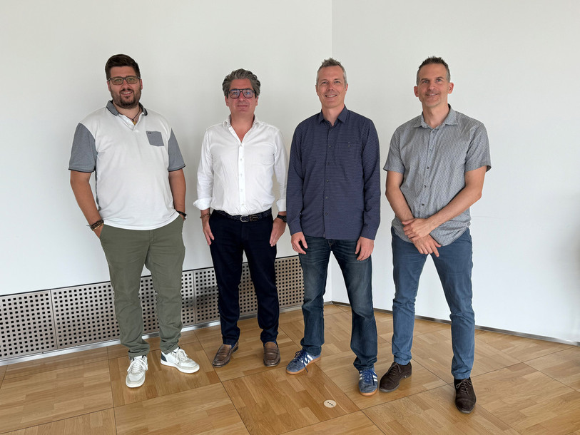 De gauche à droite : David Hueber (CEO Sequotech), Antoine Rosset (CEO EVOK), Aurélien Perret (CTO EVOK), Grégory Steulet (CFO Sequotech). (Photo : Sequotech).