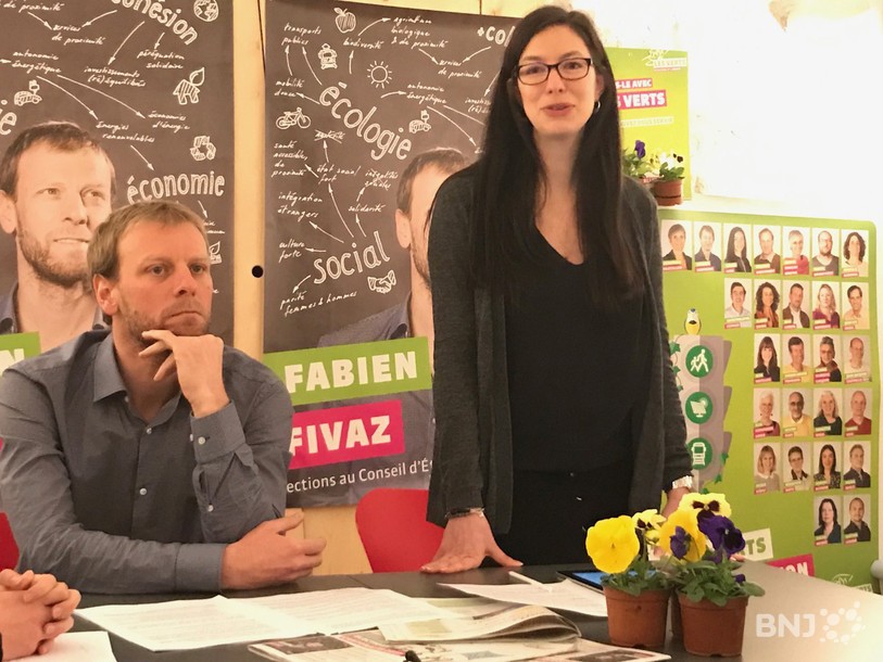 Fabien Fivaz, candidat au gouvernement neuchâtelois, et Céline Vara, présidente des Verts neuchâtelois.