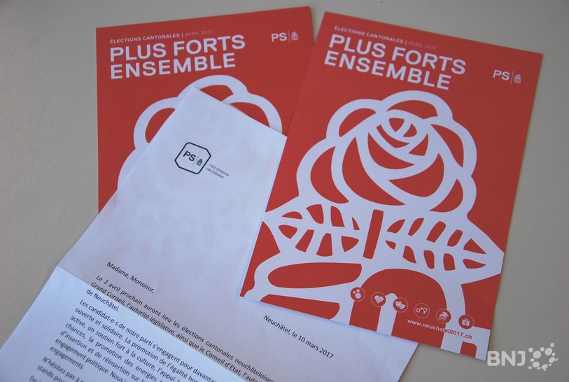 Parti socialiste neuchâtelois, PSN, couac, campagne, courrier, erreur, élections cantonales