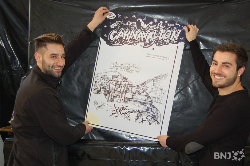 Les deux co-présidents de Carnavallon, Mike Cortese et Quentin Di Meo, présentent l'affiche de l'édition 2017.