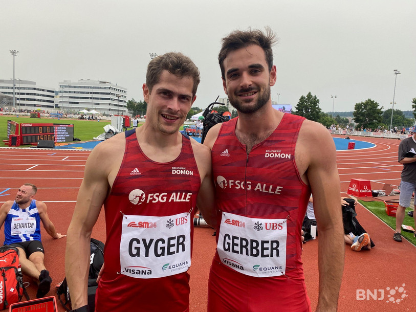 Les deux Ajoulots de la FSG Alle Nathan Gyger (à gauche) et Rémi Gerber se sont classés respectivement 5e et 8e de la finale du 400m.