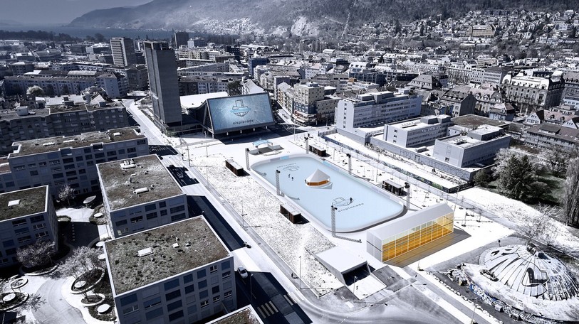 Si le projet va de l'avant, la patinoire sera ouverte quotidiennement au public. Visualisation: Eisplanade.ch