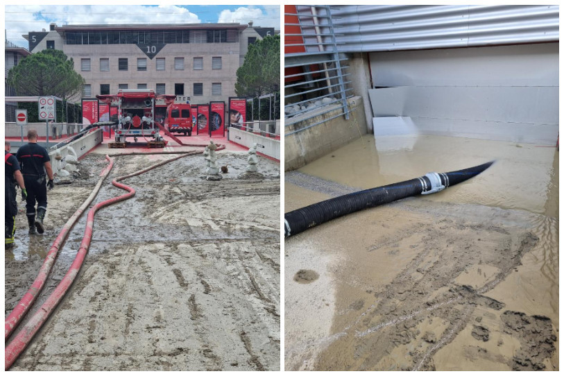 Les nouvelles pompes du Val-de-Travers ont servi pendant trois jours en Valais, comme ici à Sierre. (Photos : Patrick Piaget/SDIS Valtra).