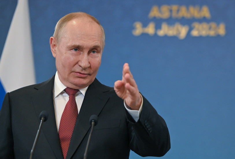 Le président russe Vladimir Poutine lors de la réunion de l'Organisation de coopération de Shanghaï à Astana au Kazakhstan.