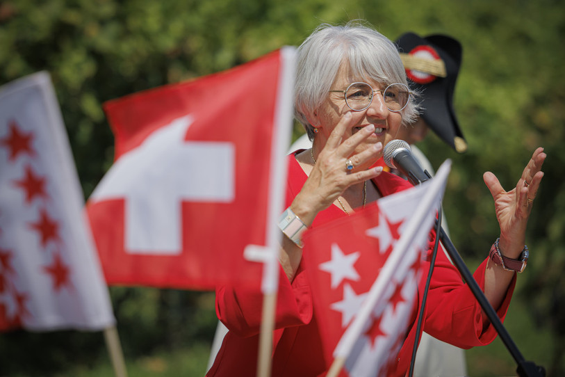 Elisabeth Baume-Schneider était en visite en Valais ce jeudi. (Photo : (KEYSTONE/Valentin Flauraud.)