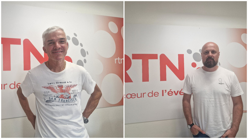 De gauche à droite : Philippe Perret (entraîneur du FC Coffrane) et Meho Becirovic (entraineur du FC La Chaux-de-Fonds).