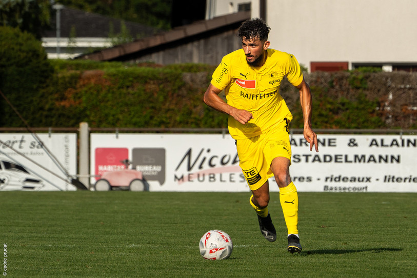 L'attaquant du FC Bassecourt Mehdi Boudiba n'a pas trouvé la faille malgré quelques opportunités en 2e mi-temps. (Photo archives : Cédric Prudat)