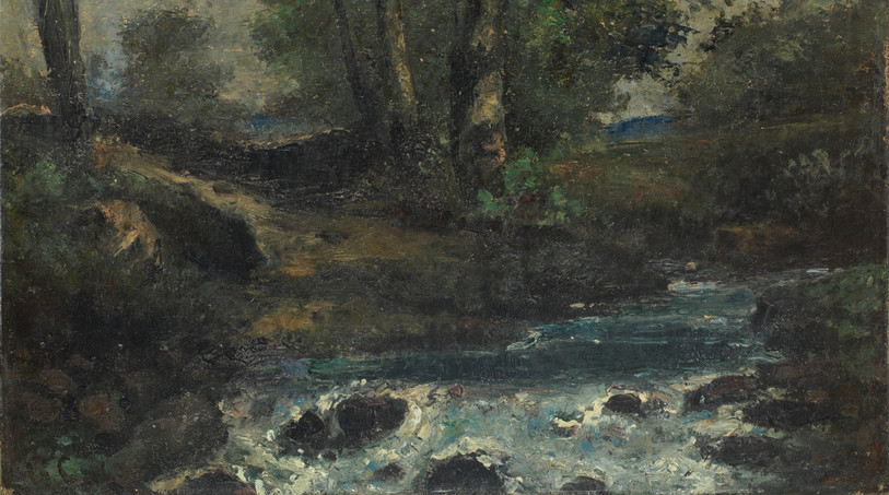 Gustave Courbet, « Paysage avec ruisseau », non daté, peinture à l’huile sur bois. (Photo : Musée de l'Hôtel Dieu).