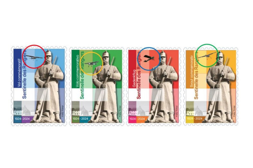 Les vignettes conçues pour ce vol aérophilatélique La Caquerelle - Lausanne du 31 août 2024.