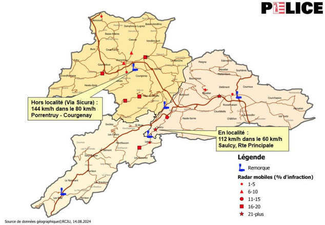 La police jurassienne a publié mercredi ses statistiques sur la circulation routière du mois de juillet. (Image : Police cantonale jurassienne).