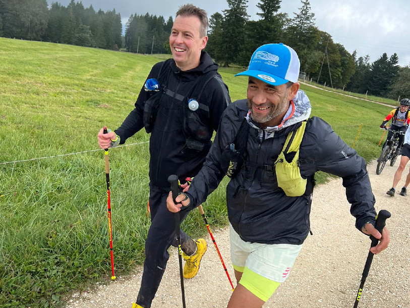 De gauche à droite : Nicolas Curty et Alain Jaggi ont parcouru 100 km. (Photo : Nicolas Curty).