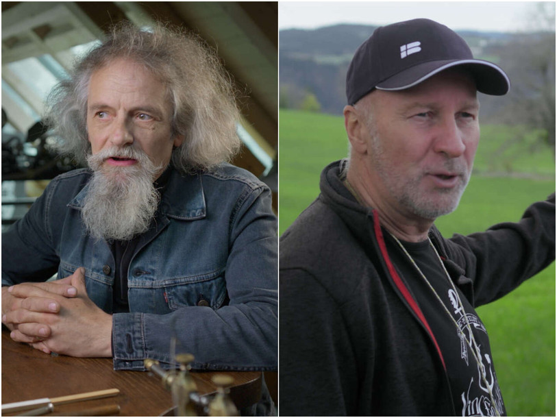 De gauche à droite : Georges Cattin et Jacky Epitaux ont transmis leur savoir pour le film de Claude Schauli. (Photos : Camille Cottagnoud/Manisanda Productions).