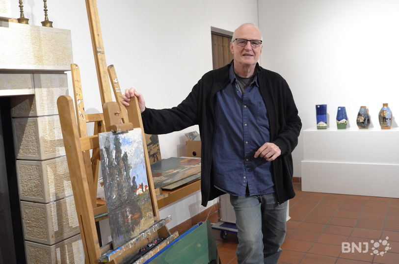 Pierre-Alain Michel exposant le chevalet de son père